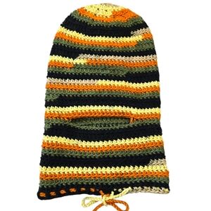 Xtra Long Slouchy Balaclava w/Neck Tie Crochet, Knit-look 90s Beanie, Handmade